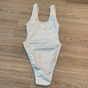 J Valentine white holographic bodysuit